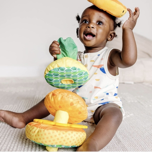 Yellow, Fabric, Melissa & Doug Multi-Sensory Pineapple Soft Stacker Infant Toy - Picture 4 of 4